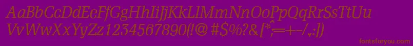 フォントD790RomanItalic – 紫色の背景に茶色のフォント