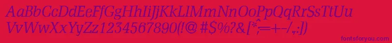 D790RomanItalic Font – Purple Fonts on Red Background