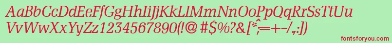 フォントD790RomanItalic – 赤い文字の緑の背景