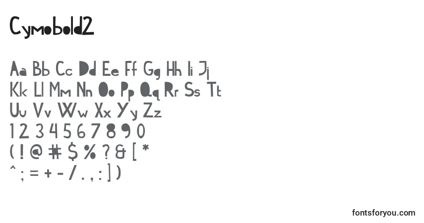 Czcionka Cymobold2 – alfabet, cyfry, specjalne znaki
