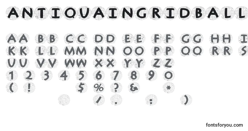 Шрифт Antiquaingridballoons – алфавит, цифры, специальные символы