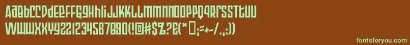 フォントArmorPiercing2.0Bb – 緑色の文字が茶色の背景にあります。