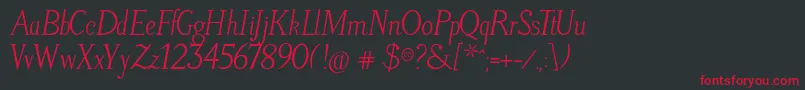 LitosScriptItalic Font – Red Fonts on Black Background