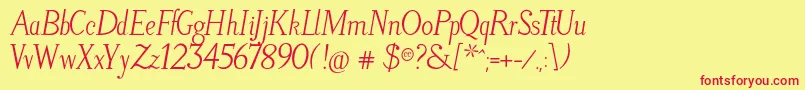 LitosScriptItalic Font – Red Fonts on Yellow Background