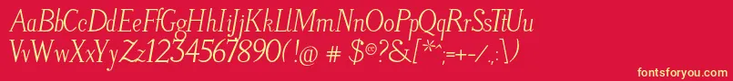 LitosScriptItalic Font – Yellow Fonts on Red Background