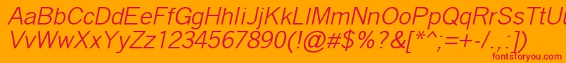 QuicktypeItalic-Schriftart – Rote Schriften auf orangefarbenem Hintergrund
