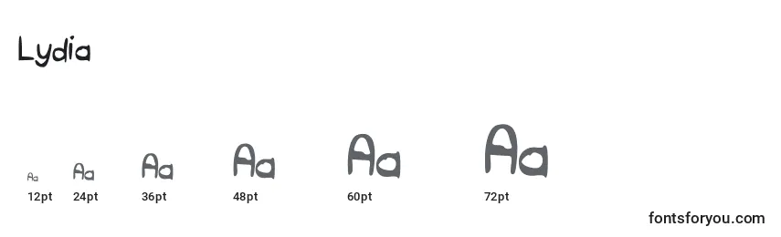Lydia font sizes