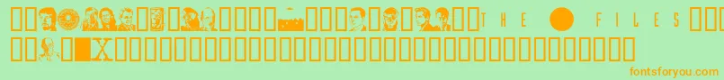 Fonte Xcast – fontes laranjas em um fundo verde