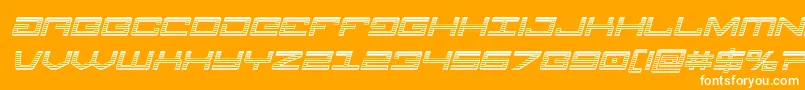 Fonte Legionchromeital – fontes brancas em um fundo laranja
