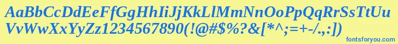 TinosBoldItalic Font – Blue Fonts on Yellow Background