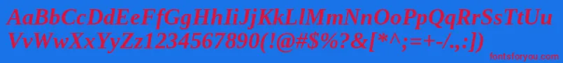 TinosBoldItalic Font – Red Fonts on Blue Background