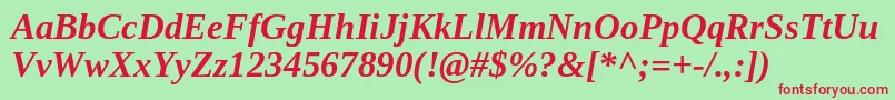 TinosBoldItalic Font – Red Fonts on Green Background