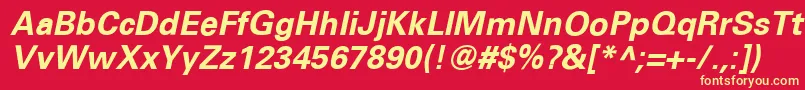 UniversceBoldoblique Font – Yellow Fonts on Red Background