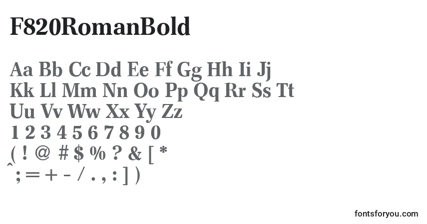 F820RomanBold-fontti – aakkoset, numerot, erikoismerkit