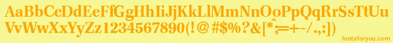F820RomanBold Font – Orange Fonts on Yellow Background
