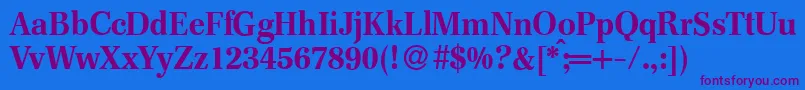 F820RomanBold Font – Purple Fonts on Blue Background