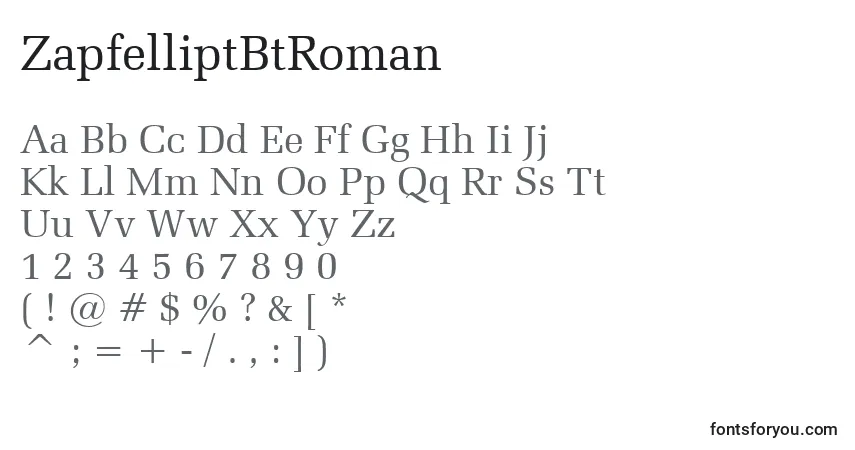 Шрифт ZapfelliptBtRoman – алфавит, цифры, специальные символы