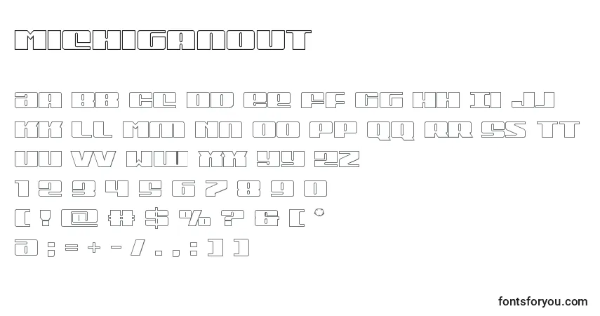 Шрифт Michiganout – алфавит, цифры, специальные символы