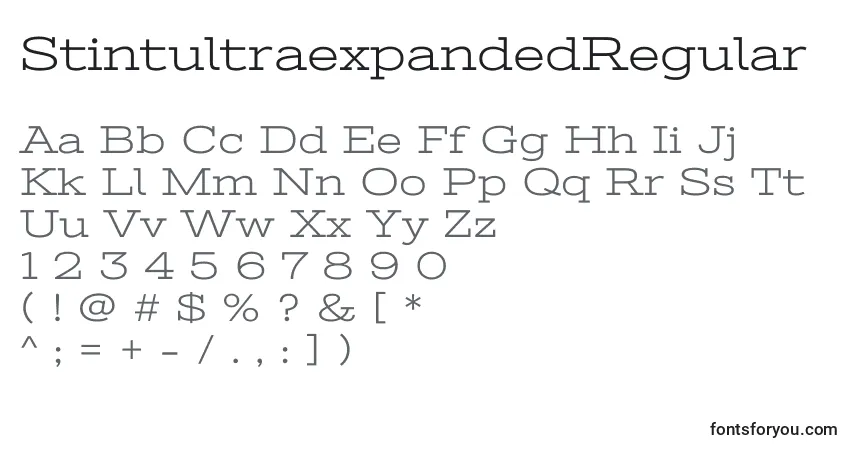 A fonte StintultraexpandedRegular – alfabeto, números, caracteres especiais