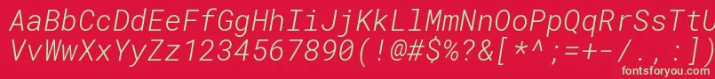 RobotomonoLightitalic Font – Green Fonts on Red Background