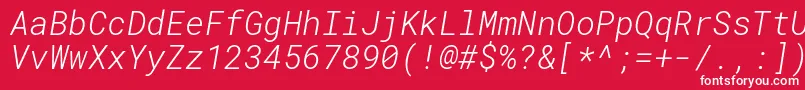 RobotomonoLightitalic Font – White Fonts on Red Background