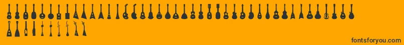 Ukulele-Schriftart – Schwarze Schriften auf orangefarbenem Hintergrund