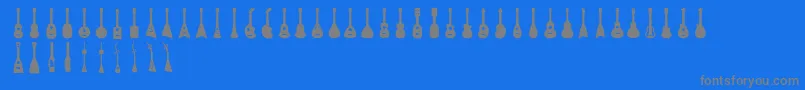 Ukulele-Schriftart – Graue Schriften auf blauem Hintergrund