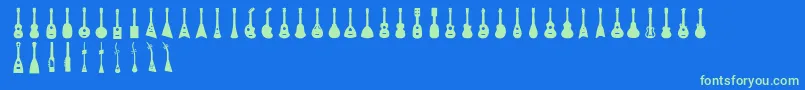 Ukulele Font – Green Fonts on Blue Background