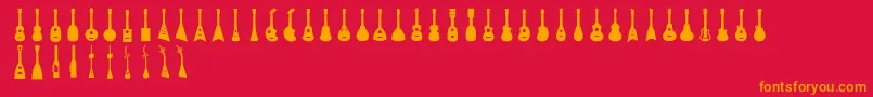 Ukulele-Schriftart – Orangefarbene Schriften auf rotem Hintergrund