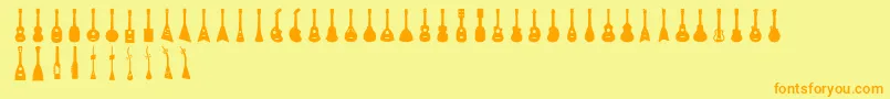 Ukulele-Schriftart – Orangefarbene Schriften auf gelbem Hintergrund