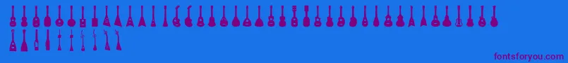 Ukulele-Schriftart – Violette Schriften auf blauem Hintergrund