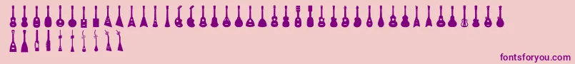 Ukulele-fontti – violetit fontit vaaleanpunaisella taustalla