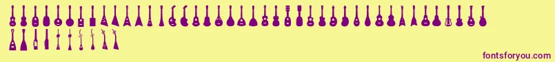 Ukulele-Schriftart – Violette Schriften auf gelbem Hintergrund