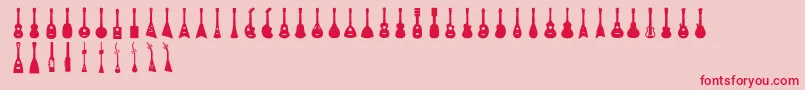 Ukulele-Schriftart – Rote Schriften auf rosa Hintergrund