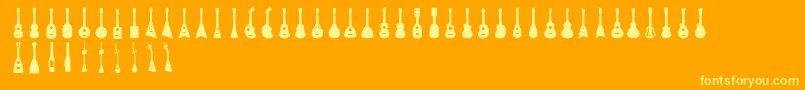 Ukulele-Schriftart – Gelbe Schriften auf orangefarbenem Hintergrund