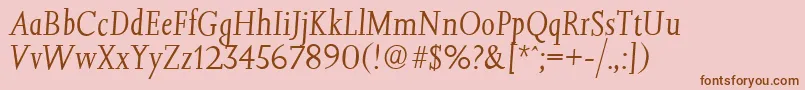 フォントJessicaserialLightItalic – ピンクの背景に茶色のフォント