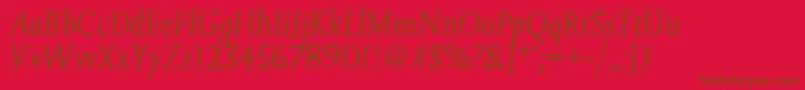 JessicaserialLightItalic-fontti – ruskeat fontit punaisella taustalla