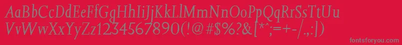 Fonte JessicaserialLightItalic – fontes cinzas em um fundo vermelho