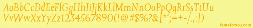 Fonte JessicaserialLightItalic – fontes laranjas em um fundo amarelo