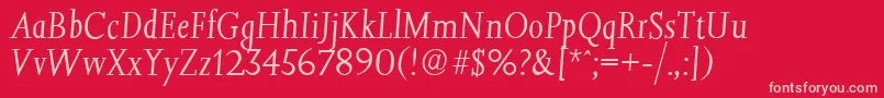 JessicaserialLightItalic Font – Pink Fonts on Red Background