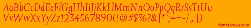JessicaserialLightItalic Font – Red Fonts on Orange Background