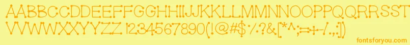 Geldoticaplainlightf-Schriftart – Orangefarbene Schriften auf gelbem Hintergrund
