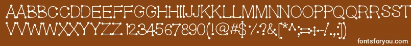 フォントGeldoticaplainlightf – 茶色の背景に白い文字