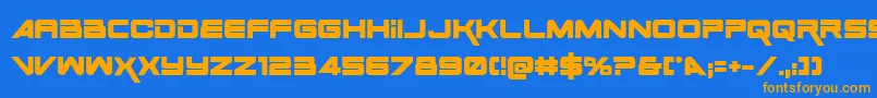 フォントSpace Ranger Bold – オレンジ色の文字が青い背景にあります。