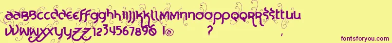 Vtksnoba Font – Purple Fonts on Yellow Background