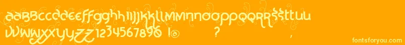 Vtksnoba-Schriftart – Gelbe Schriften auf orangefarbenem Hintergrund