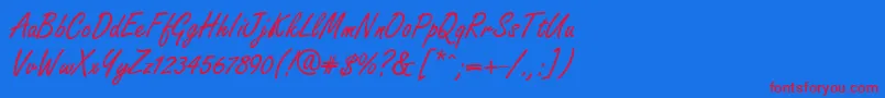 GeFreelancer-Schriftart – Rote Schriften auf blauem Hintergrund