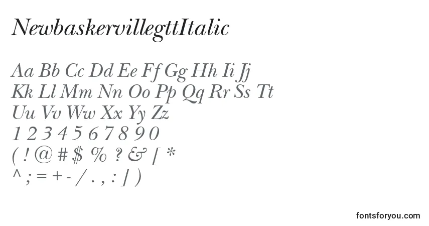 Schriftart NewbaskervillegttItalic – Alphabet, Zahlen, spezielle Symbole