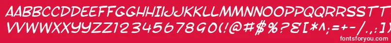 Czcionka SfToontimeItalic – białe czcionki na czerwonym tle