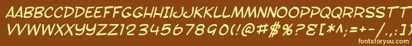 SfToontimeItalic Font – Yellow Fonts on Brown Background